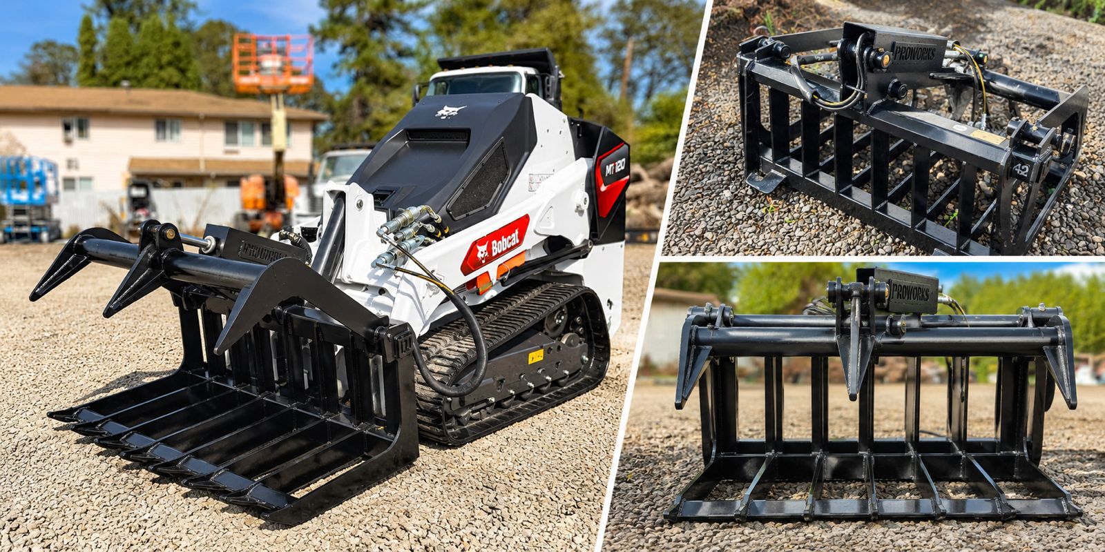 Hydraulic skeleton grapple bucket attachment